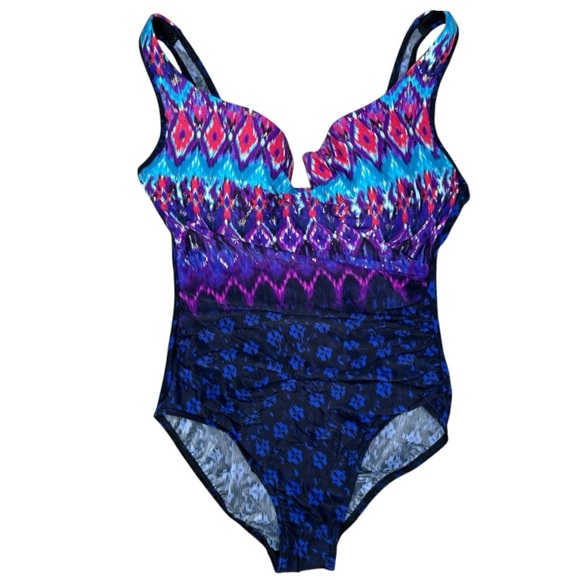 Miraclesuit One Piece Escape Swimsuit 14 Tummy Control Midnight Blue NWOT - Picture 1 of 10
